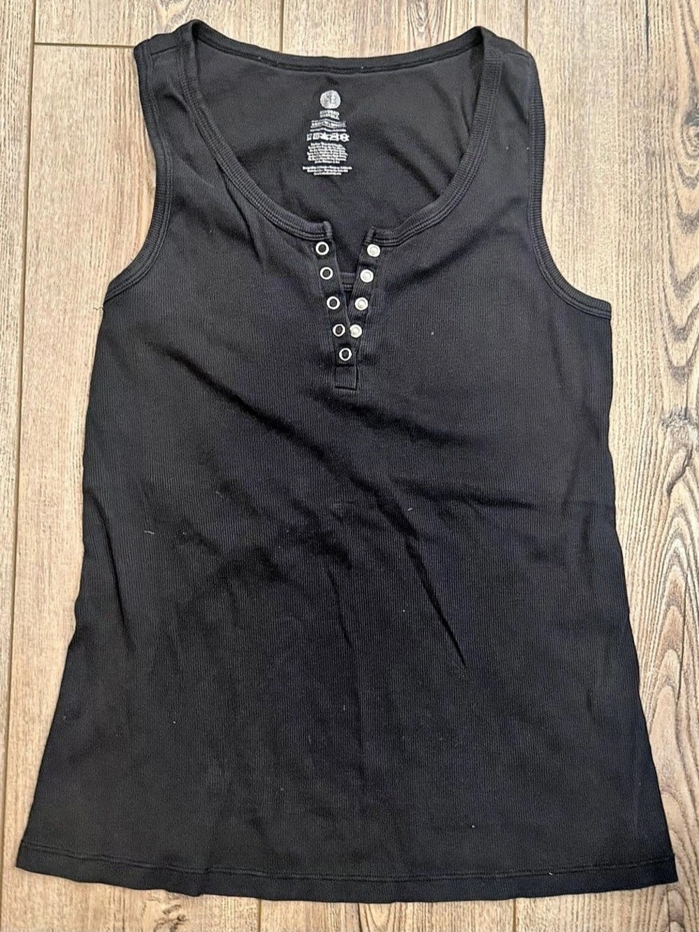 Kindred Bravely Black Ribbed Nursing Tank Top Snap Neckline Size Medium